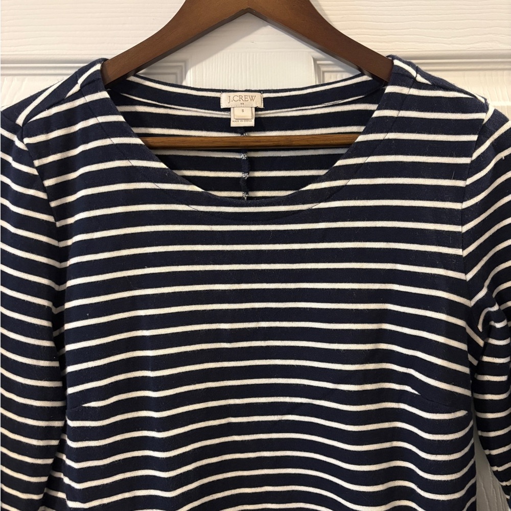 J. Crew Navy & White Striped Cotton Dress